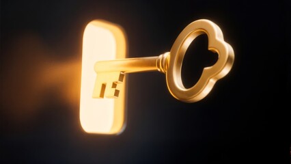 Abstract Golden Key, Unlocking Opportunity, Success, and Exclusive Access. Perfect for business solutions, premium services, and aspirational concepts