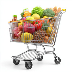 shopping cart full of vegetables. Generative AI