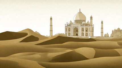 Taj Mahal desert landscape illustration art