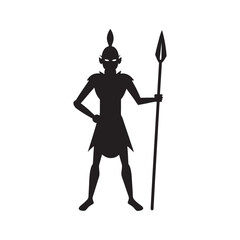 Ancient Fighter Standing With Spear