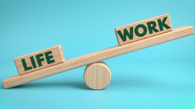 Worklife balance seesaw for conceptually balancing life and work, suitable for presentations, articles, and infographics on worklife harmony.