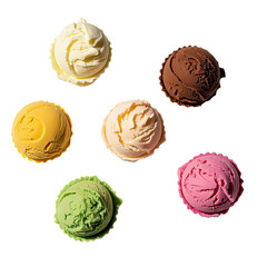 Minimalist Flat Lay Of Colorful Ice Cream Scoops, Generative AI