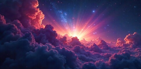 Breathtaking Celestial Panorama Vibrant Nebula Swirls Across the Deep Black of Space