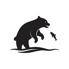 Bear Fishing Alone In River