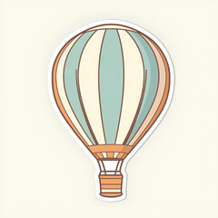Stylized Hot Air Balloon Vector Sticker.