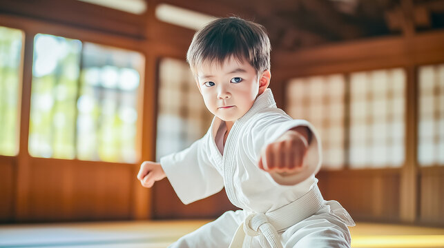 格闘技家　日本人 侍 男の子 空手家 武術家 柔道家 極真空手 型 幼児  KARATE JUDO DOUGI NINJA