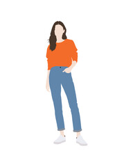 Fototapeta premium Flat vector people and illustration, woman with casual outfit