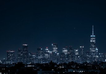 City Skyline Silhouette at Sunset with Lit Windows and Gradient Sky for Mobile Wallpaper