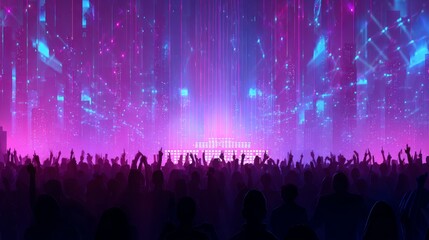 electronic music fest summer wave poster. club party flyer.