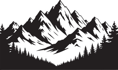 “Minimalist Mountain Range Clipart”