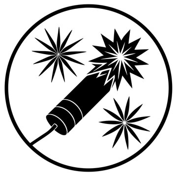 recommend clip art: Firecracker Icon Vector - Generative AI & Linocut Silhouette Design