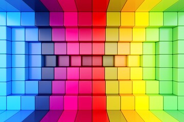 Colorful abstract background with boxes 3D illustration