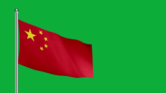 CHINA flag. CHINA flag video. Flag of CHINA Waving in the wind, video, mp4, waving in the Sky, Green screen flag, national flag of the country.