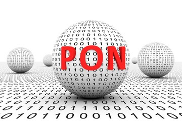 PON conceptual sphere binary code 3d illustration