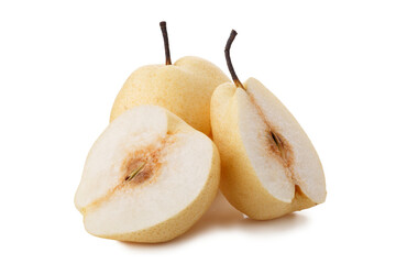 Crisp and Juicy Chinese Pear with Pale Yellow Skin isolated on a transparent background