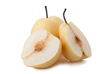 Crisp and Juicy Chinese Pear with Pale Yellow Skin isolated on a transparent background