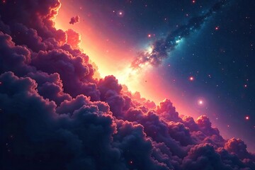 Ethereal Nebula Vibrant Cosmic Dust and Gas Swirl in Infinite Space, a Celestial Masterpiece