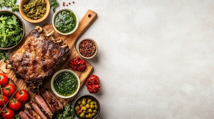 Delicious Grilled Meat with Fresh Ingredients and Flavorful Sauces