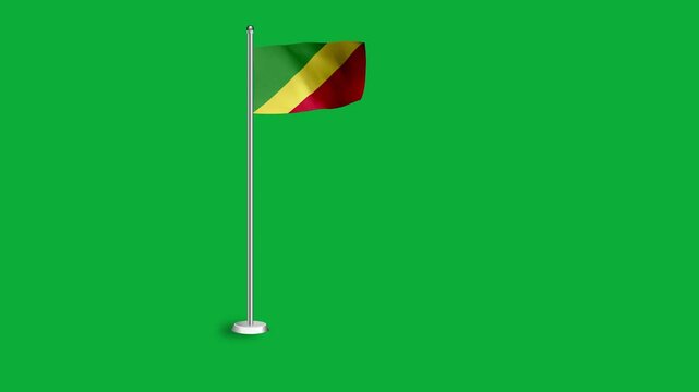 CONGO R flag. CONGO R flag video. Flag of CONGO R Waving in the wind, video, mp4, waving in the Sky, Green screen flag, national flag of the country.