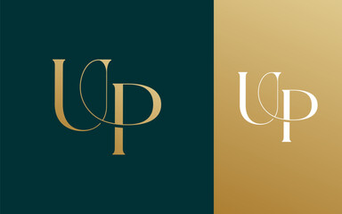 Initial letter UP PU logo design vector illustration for couple, wedding, and business