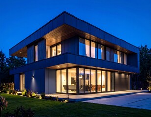 Obraz premium Modern home at twilight (1)