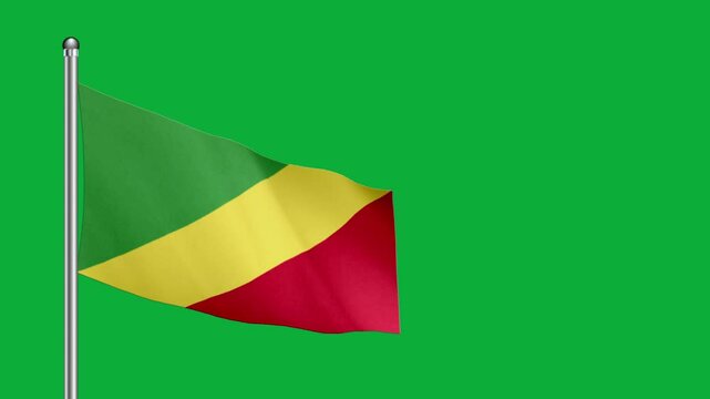 CONGO R flag. CONGO R flag video. Flag of CONGO R Waving in the wind, video, mp4, waving in the Sky, Green screen flag, national flag of the country.