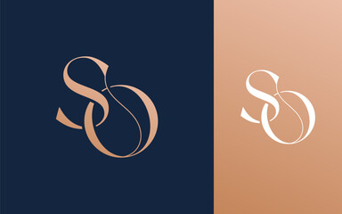 Initial letter SO OS logo design vector illustration for couple, wedding, and business
