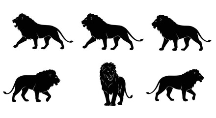 Black vector animal silhouettes collection featuring horses, dogs, cows, and other wild and farm mammals