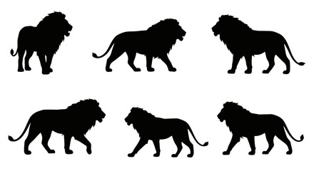 Black vector animal silhouettes collection featuring horses, dogs, cows, and other wild and farm mammals