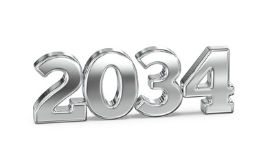 2034: Futuristic Metallic Number Design for New Year's, Presentations & More