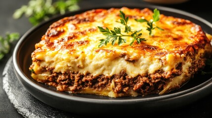 Delicious Homemade Lasagna with Golden Cheese and Fresh Herbs