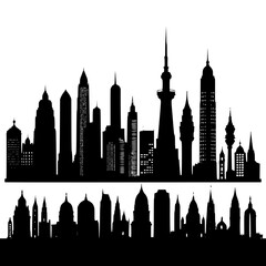 city skyline with tower and dome shapes