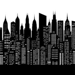 Minimalist cityscape with even-height buildings