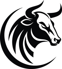 Adobe Illustrator cow head  Dynamic Crescent Logo Design. 