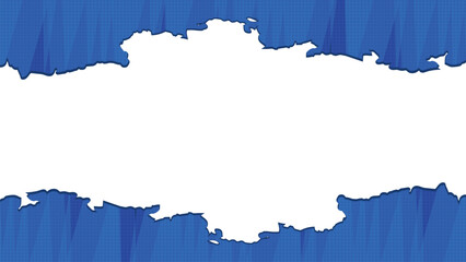 Bright Blue Torn Paper Border Frame with Halftone Texture