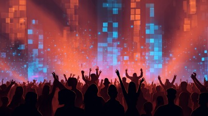 electronic music fest summer wave poster. club party flyer.