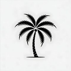 Obraz premium Monochromatic Palm Tree Silhouette Minimalist Tropical Design Element for Summer Branding