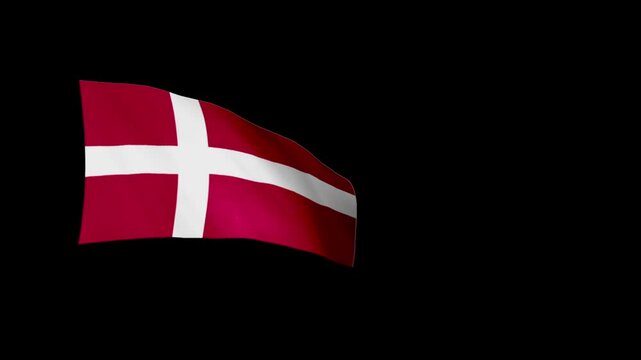 The DENMARK flag. DENMARK flag video. Flag of DENMARK Waving in the wind, video, mp4, waving in the Sky, Green screen flag, national flag of the country.