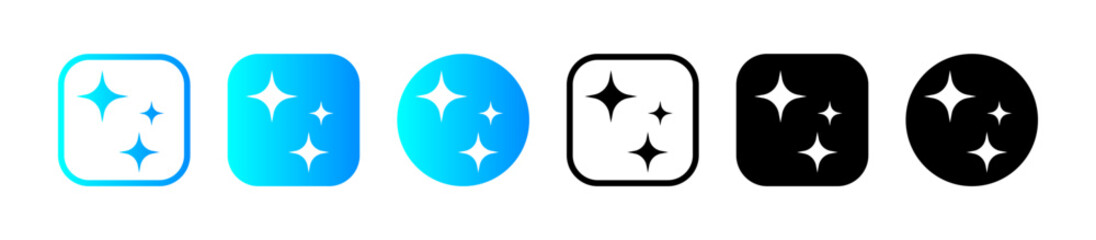 Artificial intelligence stars app logo colorful icon set. Create generate prompt ai application symbol collection vector illustration