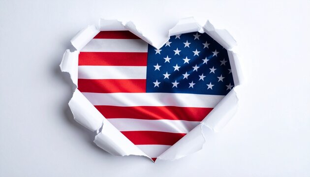 american flag with heart