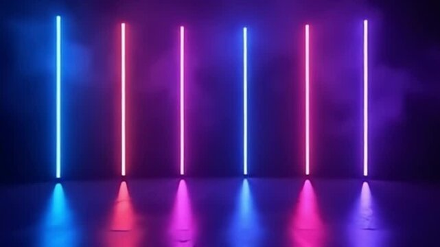 background video with looped neon lines and volumetric fog in ultra hd for multimedia use

