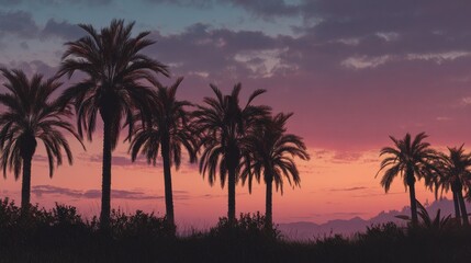 beautiful sunset with palm trees
