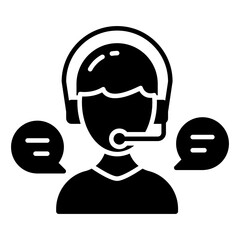 A filled design icon of customer service representative