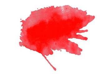 Bright red watercolor or ink stains with watercolor marks. Brush strokes and splashes of watercolor...