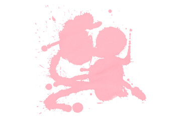 Bright pink watercolor or ink stain with watercolor marks. Brush strokes and watercolor splashes set on transparent background.