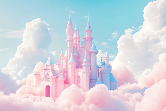 Pink Castle in Fluffy Clouds. (10)