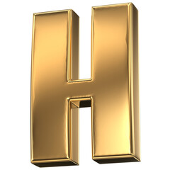 Golden Letter H: 3D Rendering of a Luxurious Gold Alphabet