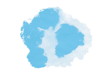 Bright light blue watercolor or ink stains with watercolor marks. Brush strokes and watercolor...