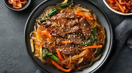 Delicious Beef Stir Fry with Vermicelli Noodles and Vegetables