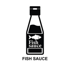 Fish sauce icon. Fish sauce in glass bottle isolated on background vector illustration.